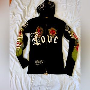 Vintage ed hardy zip up XS